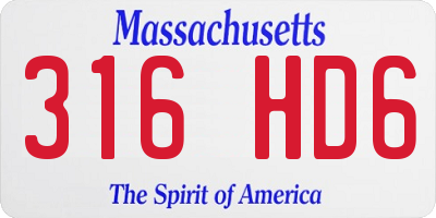 MA license plate 316HD6