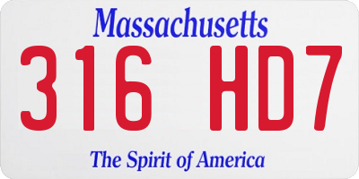 MA license plate 316HD7