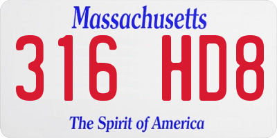MA license plate 316HD8