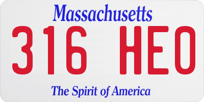 MA license plate 316HE0