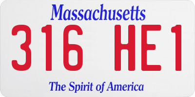 MA license plate 316HE1