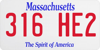 MA license plate 316HE2