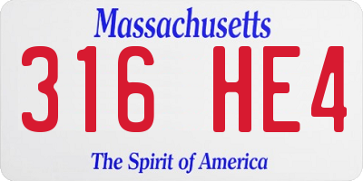 MA license plate 316HE4