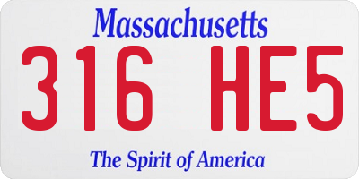 MA license plate 316HE5