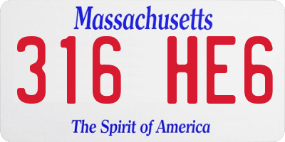 MA license plate 316HE6