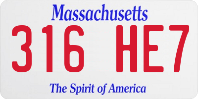 MA license plate 316HE7