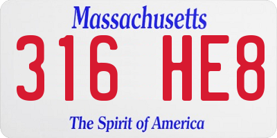MA license plate 316HE8