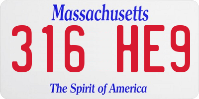 MA license plate 316HE9