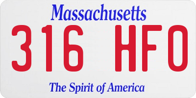 MA license plate 316HF0
