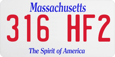 MA license plate 316HF2