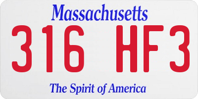 MA license plate 316HF3
