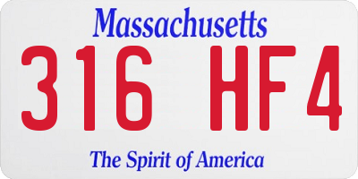 MA license plate 316HF4
