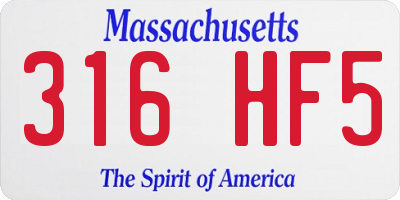 MA license plate 316HF5