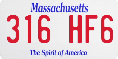 MA license plate 316HF6