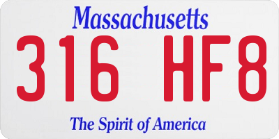MA license plate 316HF8