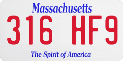 MA license plate 316HF9