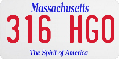 MA license plate 316HG0
