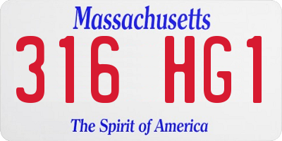 MA license plate 316HG1