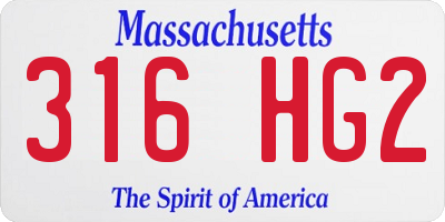 MA license plate 316HG2