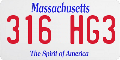 MA license plate 316HG3