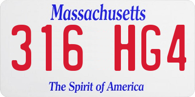MA license plate 316HG4