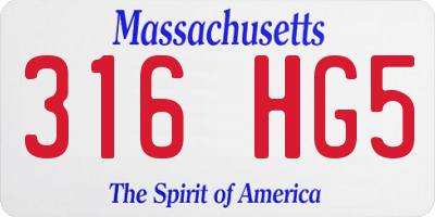 MA license plate 316HG5