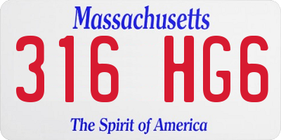 MA license plate 316HG6