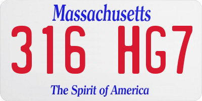 MA license plate 316HG7