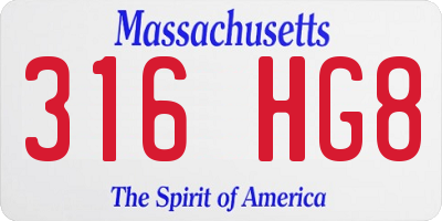 MA license plate 316HG8