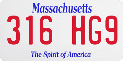 MA license plate 316HG9