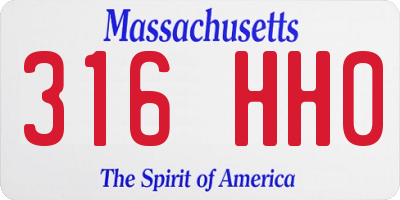 MA license plate 316HH0