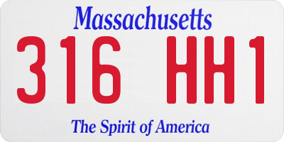 MA license plate 316HH1