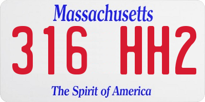 MA license plate 316HH2