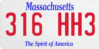 MA license plate 316HH3