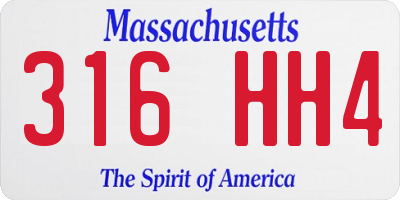 MA license plate 316HH4