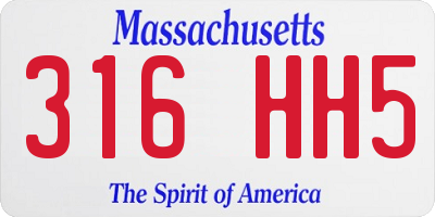 MA license plate 316HH5