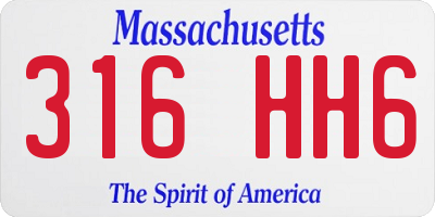 MA license plate 316HH6