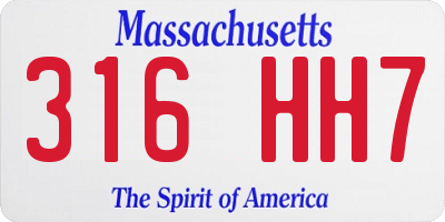 MA license plate 316HH7
