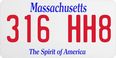 MA license plate 316HH8