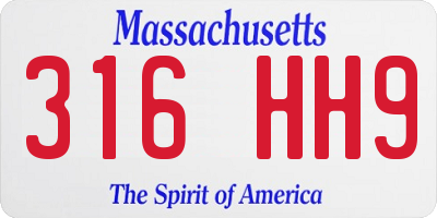 MA license plate 316HH9