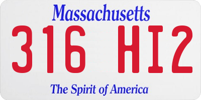 MA license plate 316HI2