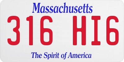 MA license plate 316HI6