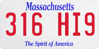 MA license plate 316HI9