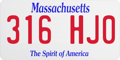 MA license plate 316HJ0