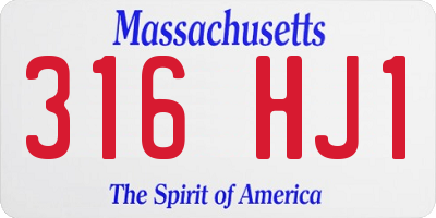 MA license plate 316HJ1