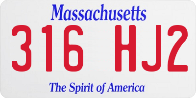 MA license plate 316HJ2