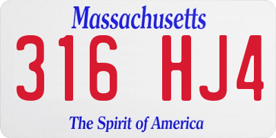 MA license plate 316HJ4