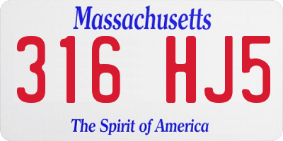 MA license plate 316HJ5