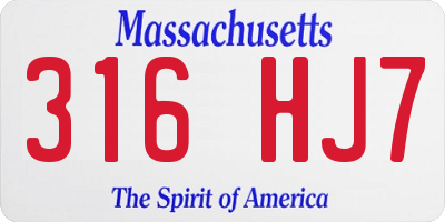 MA license plate 316HJ7