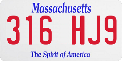 MA license plate 316HJ9